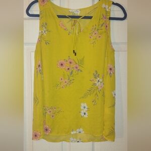 Yellow floral short sleeve blouse